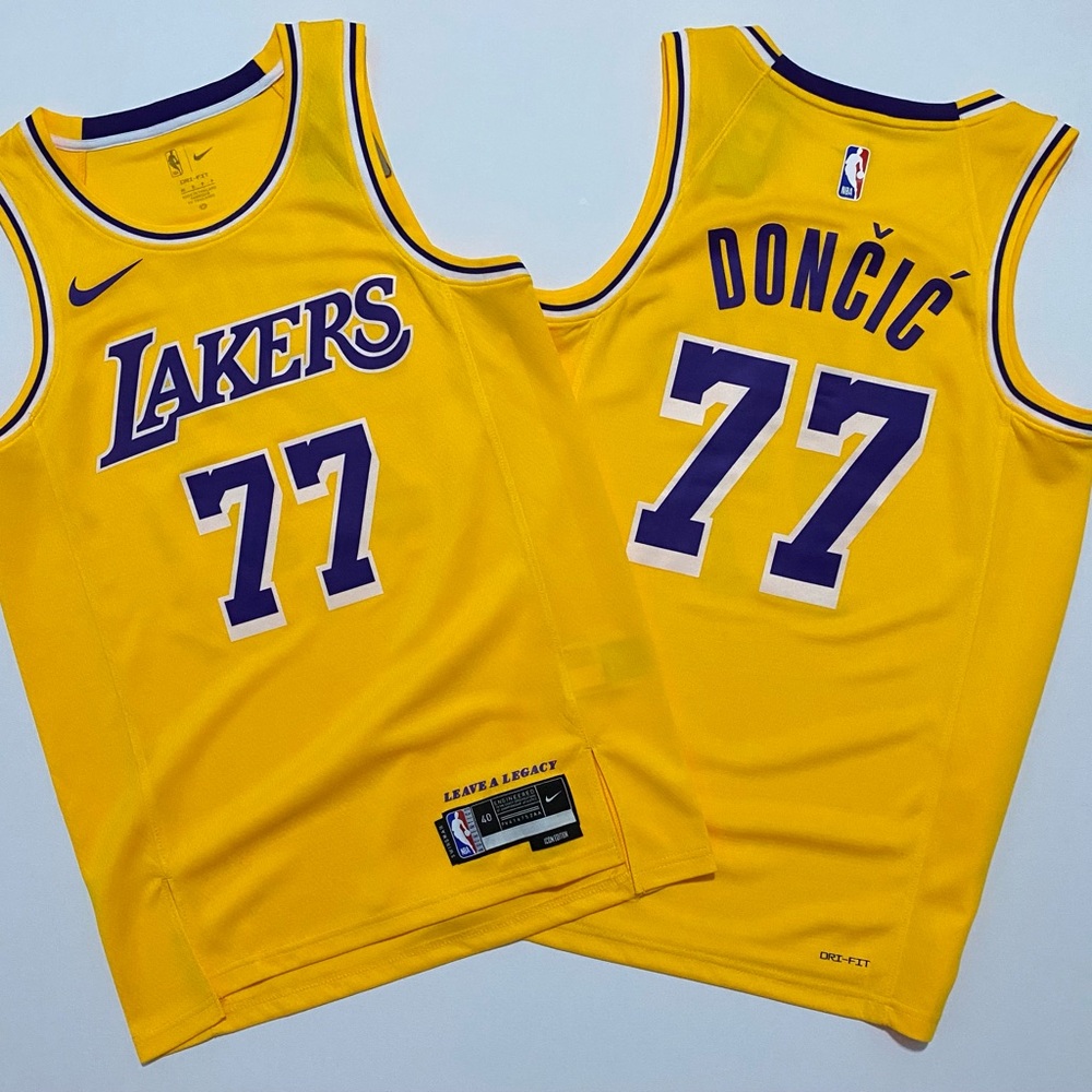 Luka Doncic Lakes Yellow Jersey size S to 2XL